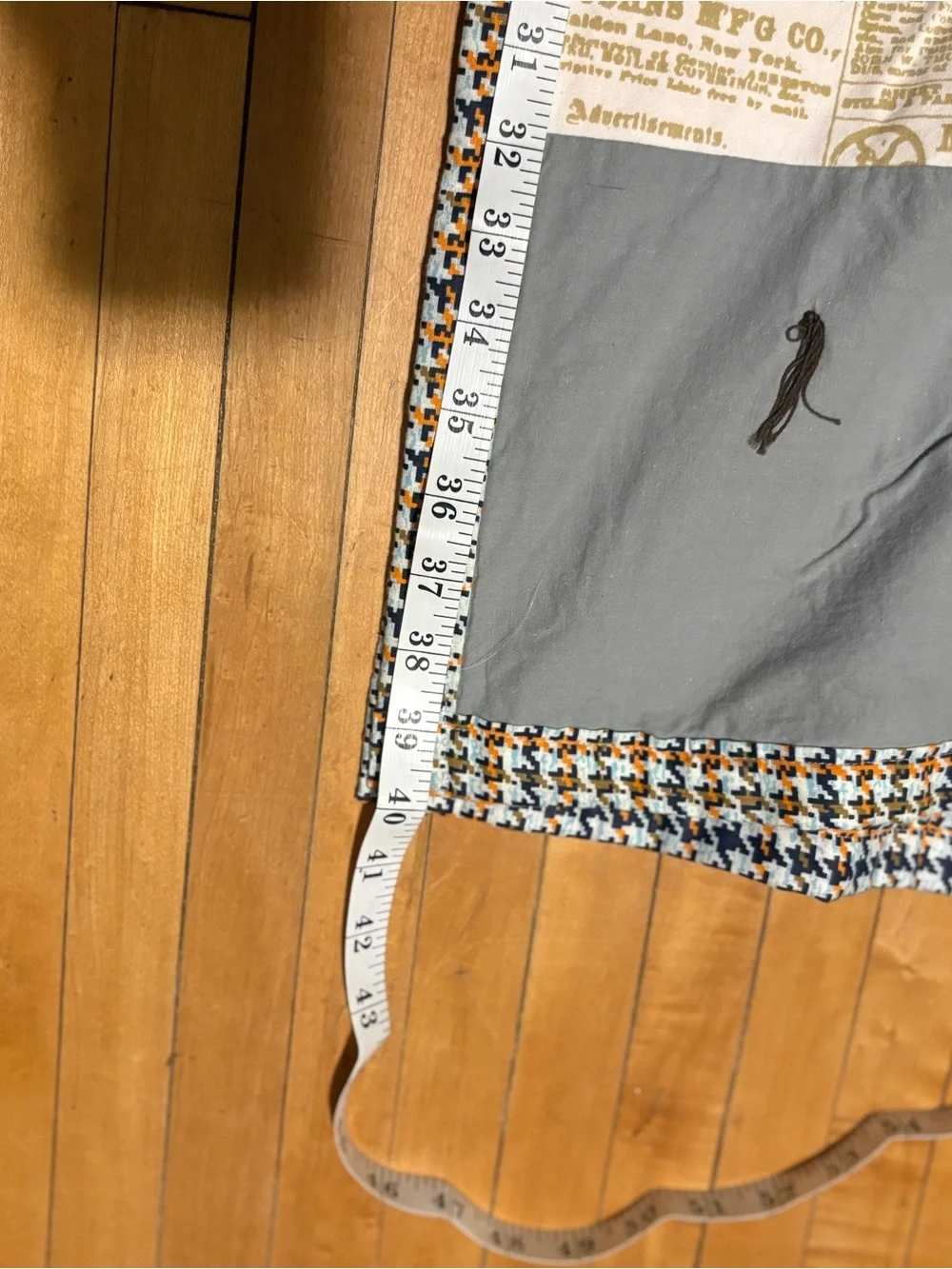 Patchwork Quilted Throw Blanket in Rust, Teal & Gray – Handmade Style